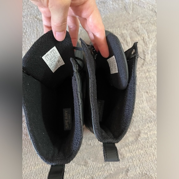 SPERRY Black QUILT DUCK BOOTS WOMEN'S Sz 8 Waterproof Rubber Winter Warm - Picture 10 of 11